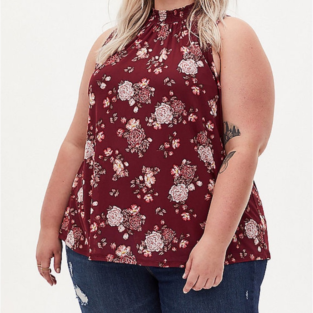 Red Flowered Plus size Tank